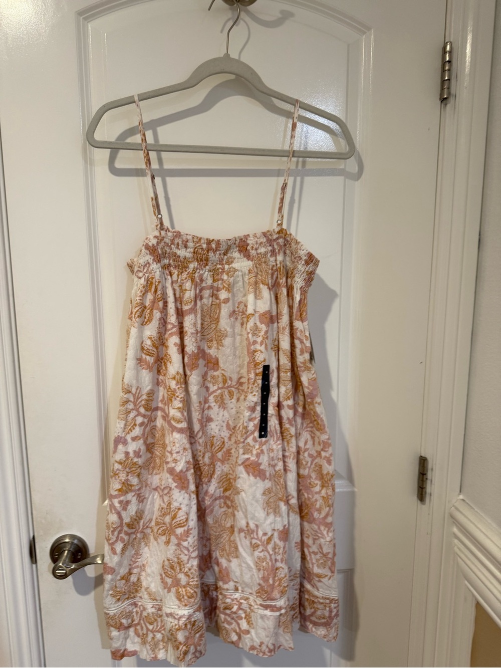 Lucky Brand White Sundress with Tan Floral Print